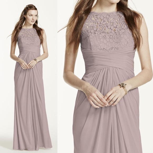 David's Bridal Dresses & Skirts - David’s Bridal long mesh dress w/corded lace